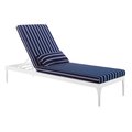 Patio Trasero Perspective Cushion Outdoor Patio Chaise Lounge Chair, White Striped Navy PA1732630